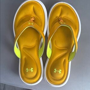 Under Armour Yellow and Neon Green Flip Flops